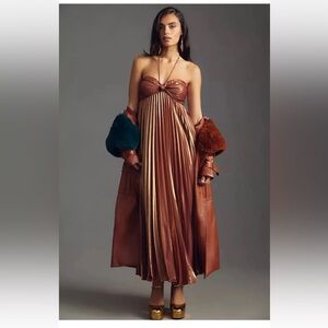 Anthropologie Plissé Halter Dress Size M